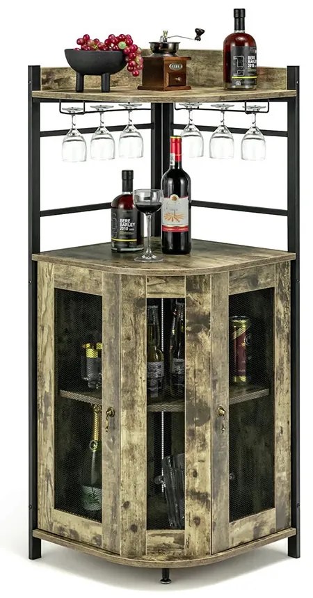 Sarok bárszekrény pohártartóval