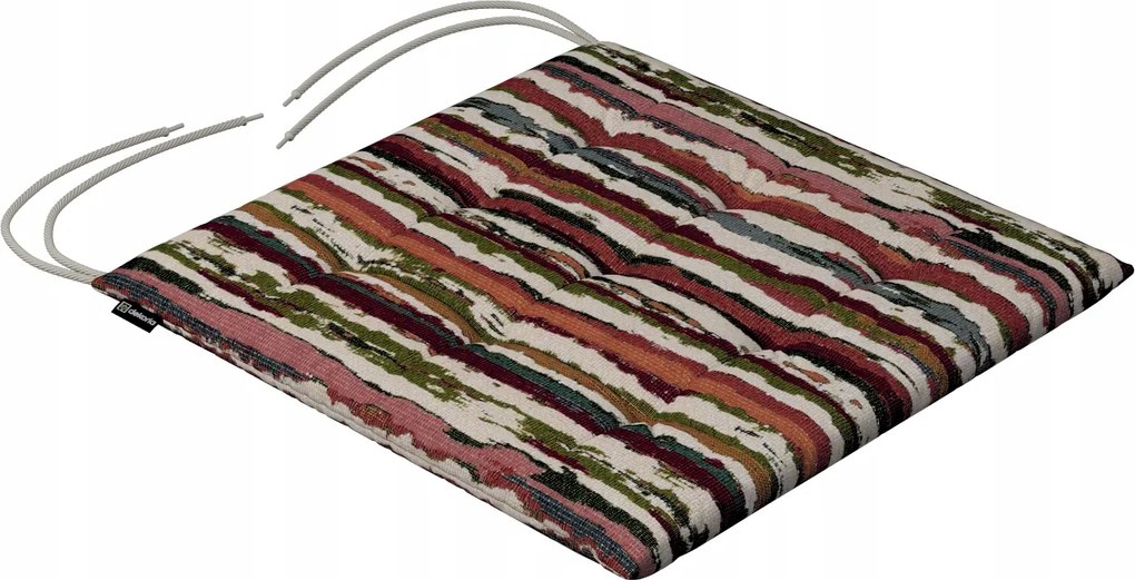 Károly székpárna 40x40 piros-zöld csíkos, krémszínű alapon