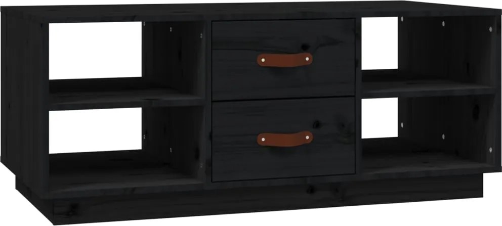 vidaXL fekete tömör fenyőfa dohányzóasztal 100 x 50 x 41 cm