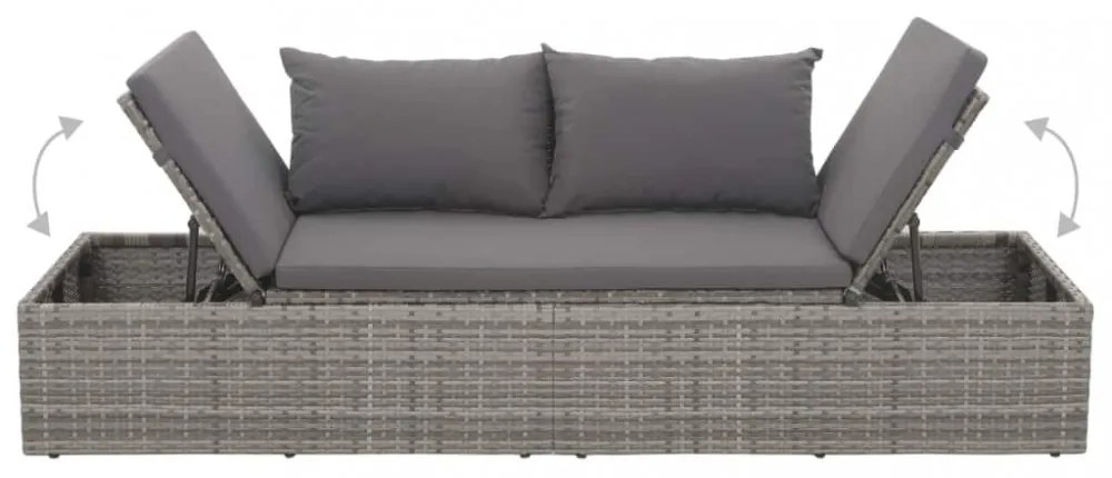 szürke polyrattan kerti ágy 195 x 60 cm