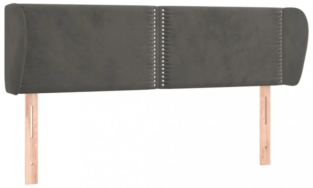 sötétszürke bársony fejtámla szárnyakkal 147x23x78/88 cm