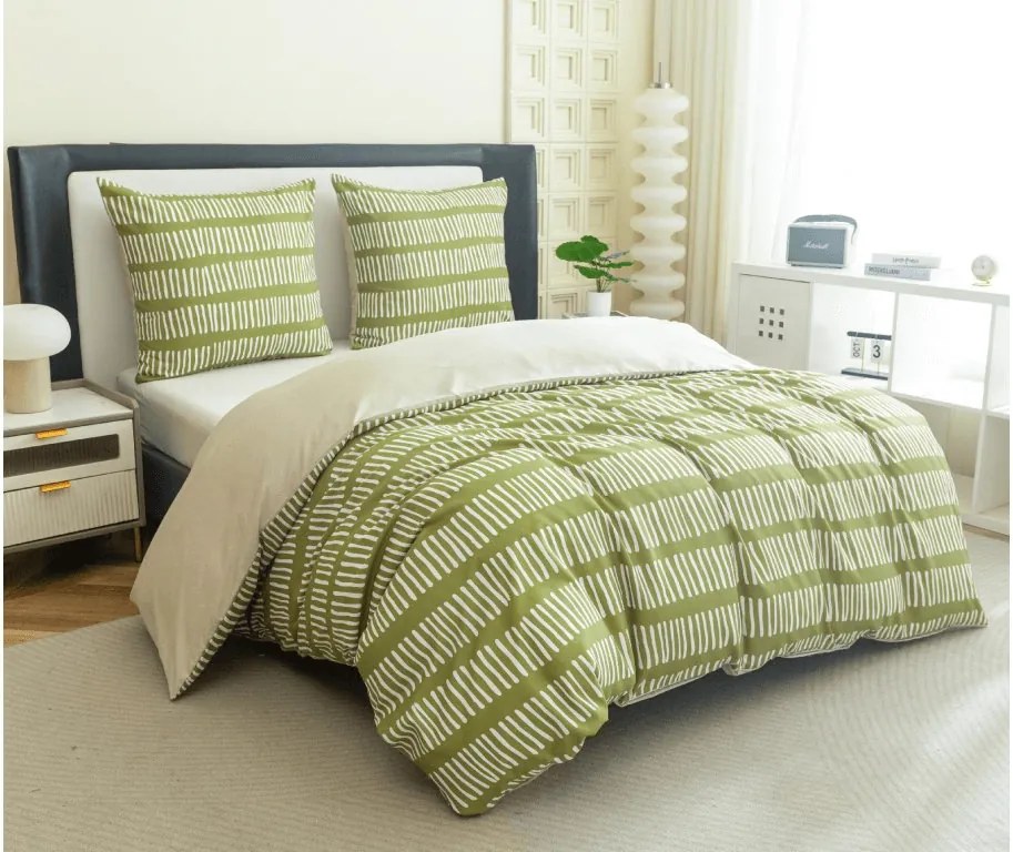 Mikroszálas flanel ágyneműhuzat GREENSORY zöld Ágyneműhuzat mérete: 2 db 70 x 90 cm | 200 x 220 cm