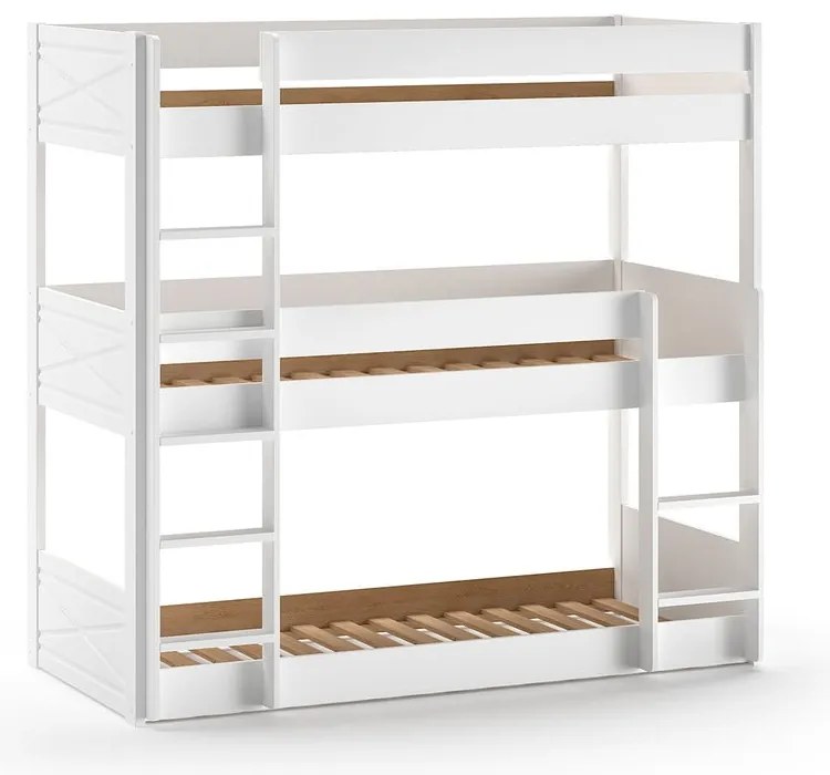 Fehér emeletes borovi fenyő gyerekágy 90x200 cm Scott – Vipack