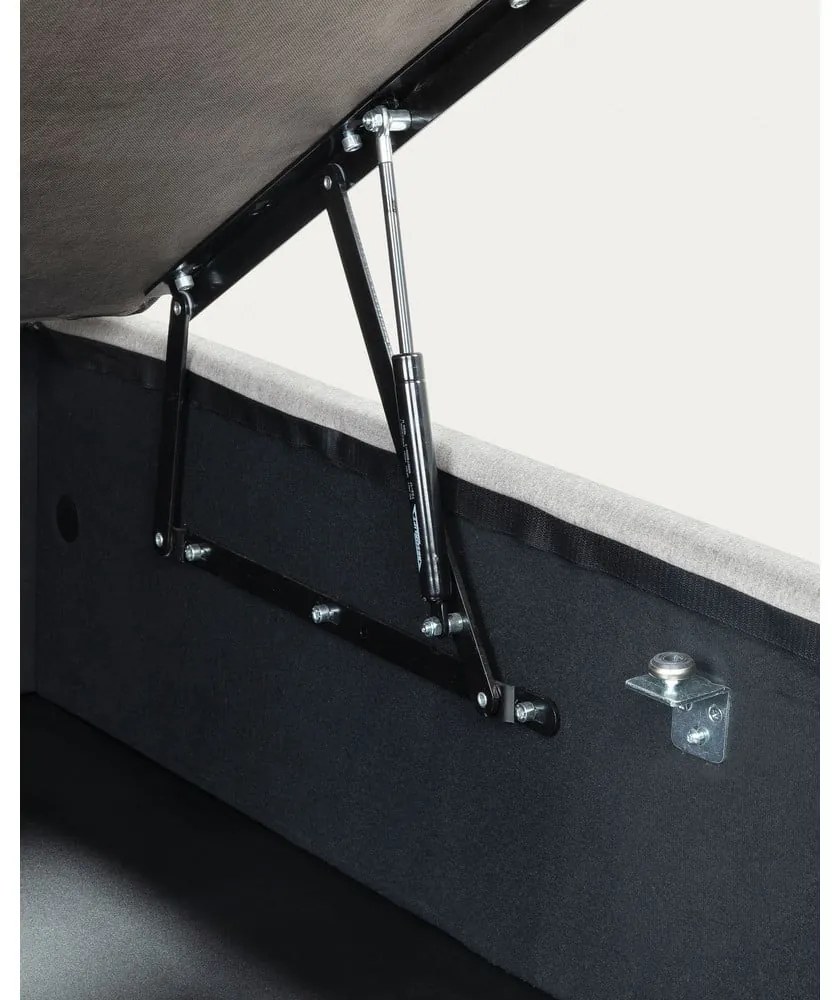 Szürke kárpitozott ágyneműtartós franciaágy 180x200 cm Matters – Kave Home