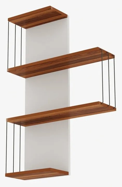 Fehér-natúr színű többszintes fali polc borovi fenyő dekorral 64 cm Cambel – Kalune Design