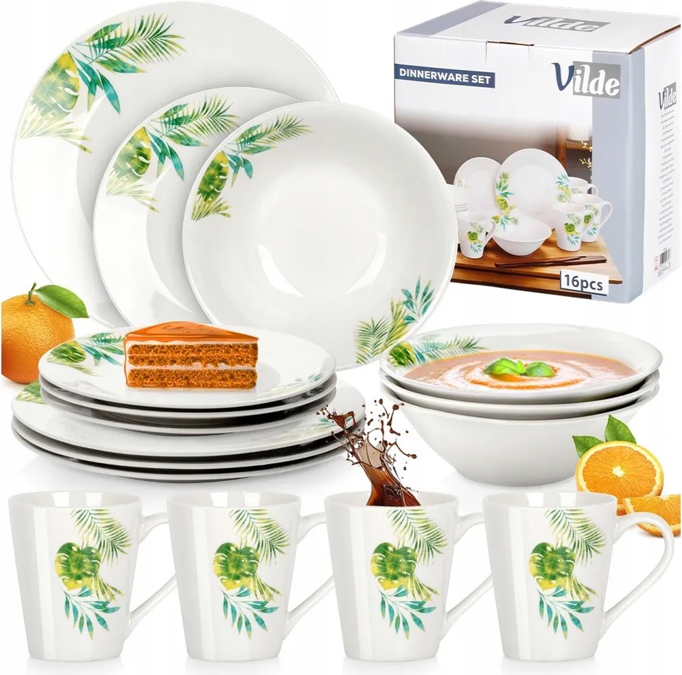 Ebédlő szett komplett étkészlet tányér mély desszertes 16db-os