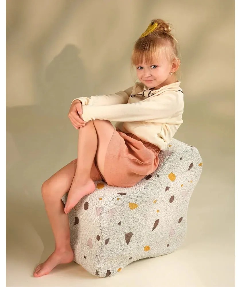 Fehér buklé-zsenília gyerek puff Terrazzo Cloud – Wigiwama