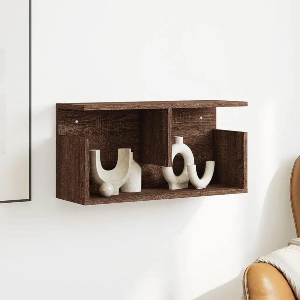 barna tölgy színű szerelt fa faliszekrény 60 x 20 x 30 cm