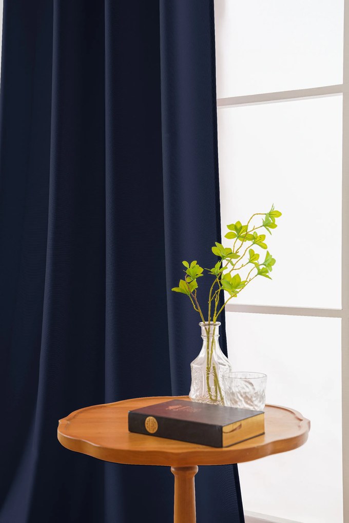 Függöny OXFORD LIGHT 140x250 cm, sötétkék Felfüggesztés: Fém gyűrűk