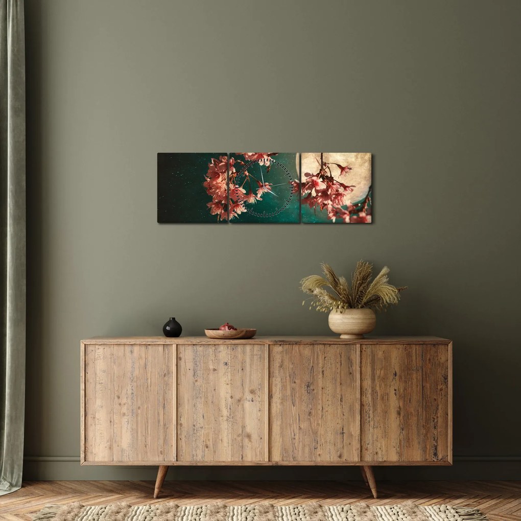 Kép - Sakura teliholdkor (órával) (90x30 cm)