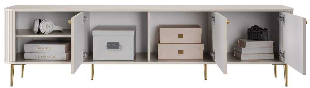 Vesper 3D TV-szekrény 187 cm - kasmír / arany színű lábak