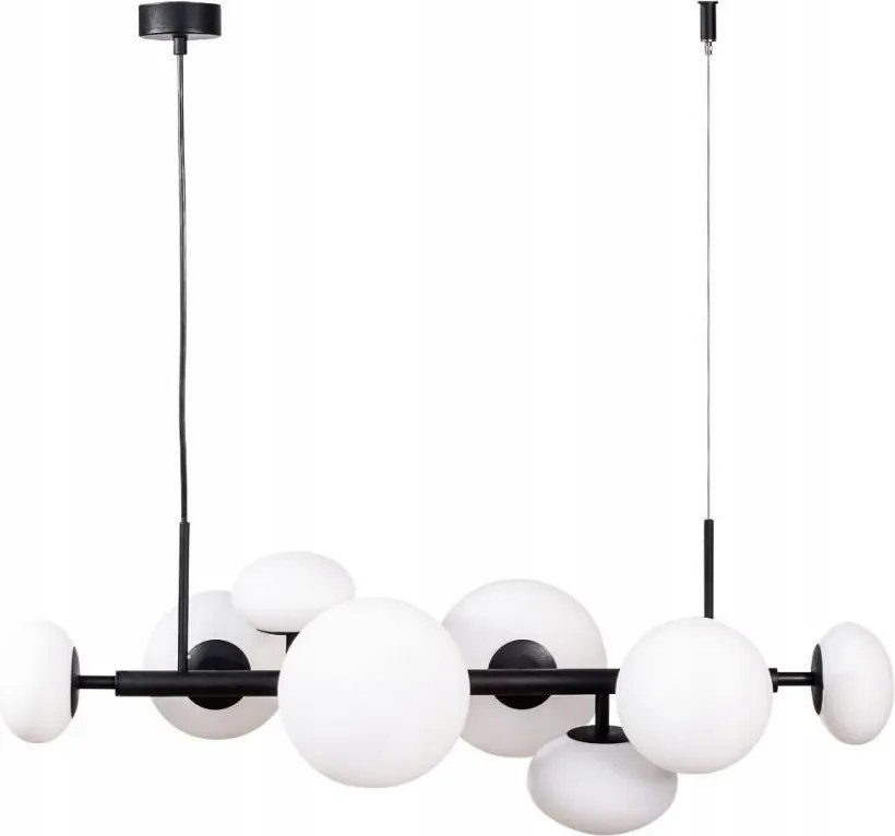 Fekete függőlámpa díszléc tejszínű üvegbúrákkal Omi Zuma Line