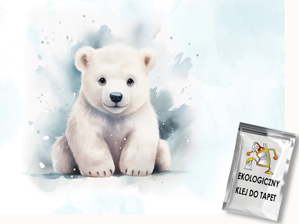 Fotótapéta Flizelina Akvarell Kicsi Fehér Mackó 200x140 ragasztó