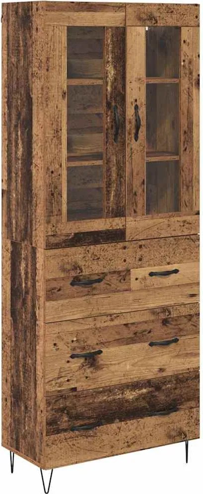 vidaXL Magasfiú fiókkal Öreg fa 69,5 x 34 x 90 cm Faanyag