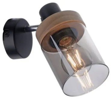 JUST LIGHT. 11311-18 -Fali spotlámpa PASQUAL 1xE27/40W/230V fekete/gumifa