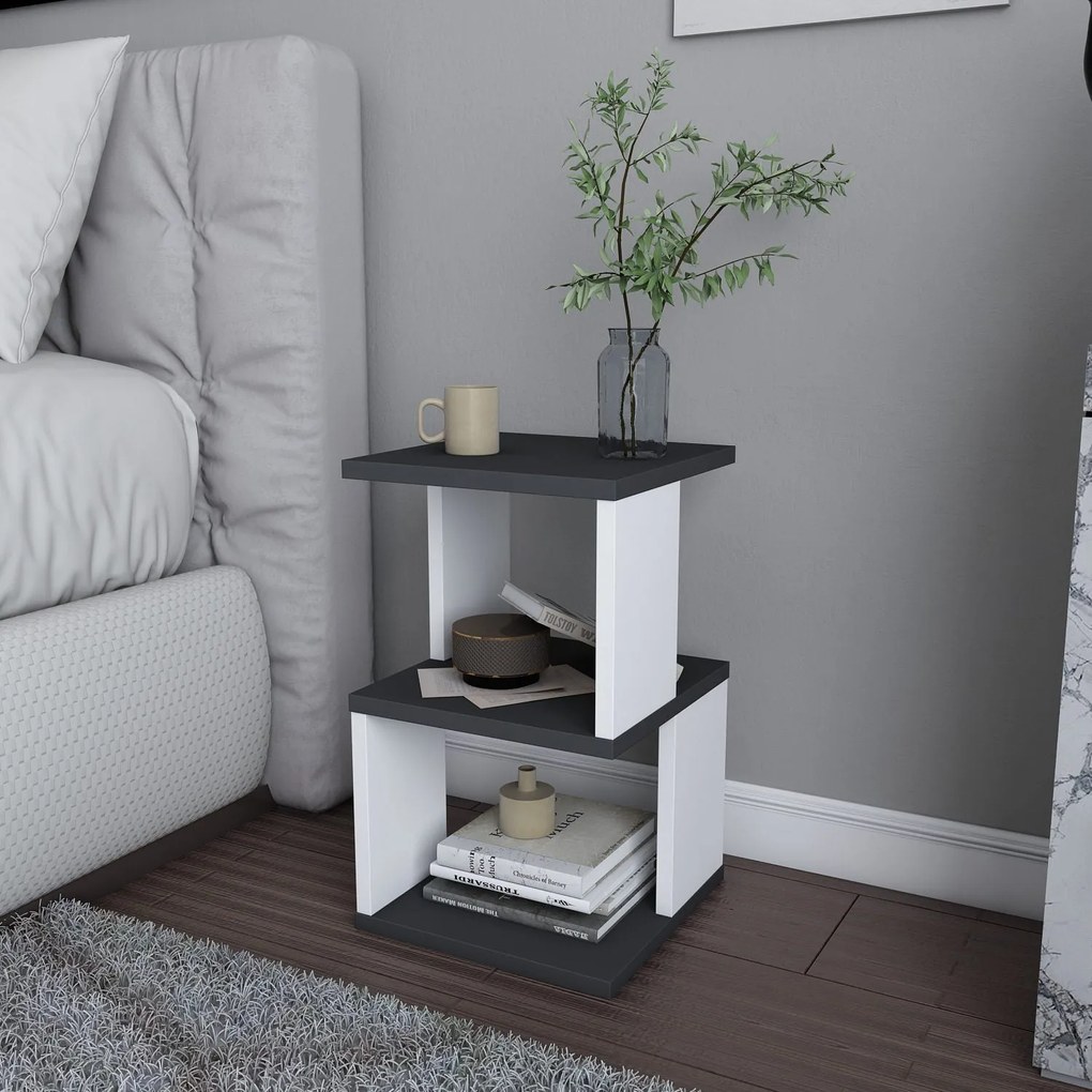 Éjjeliszekrény Carter - Anthracite, White
