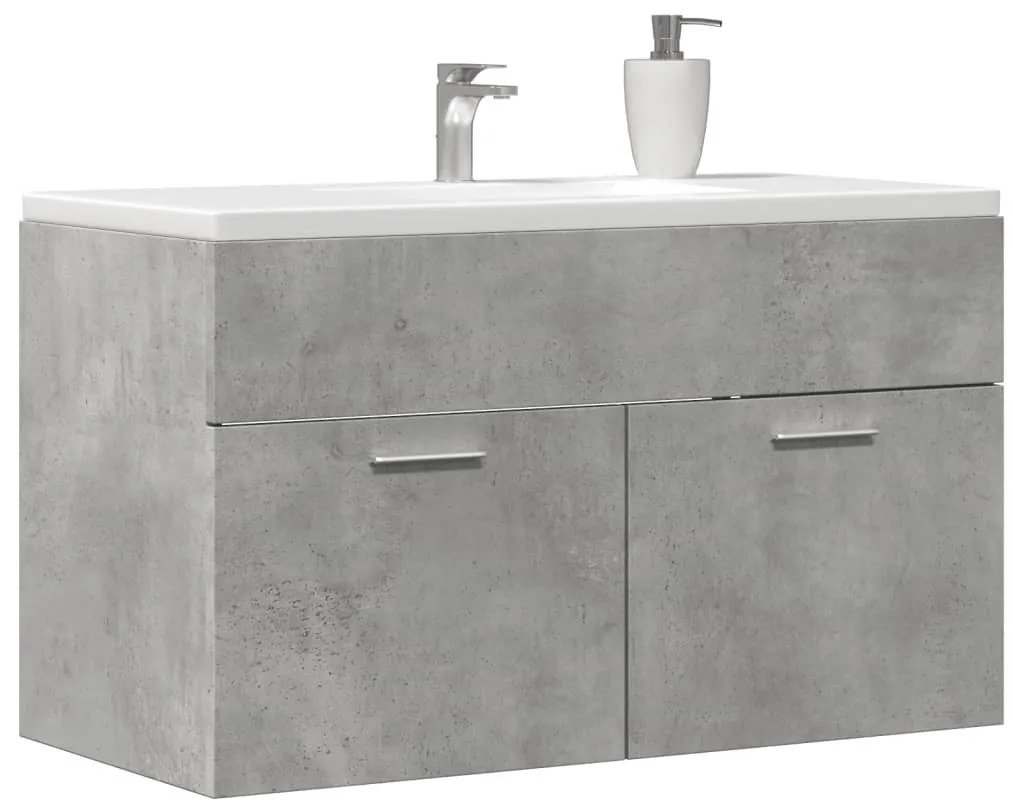 Betonszürke szerelt fa fürdőszobai mosdószekrény 90x38,5x46 cm