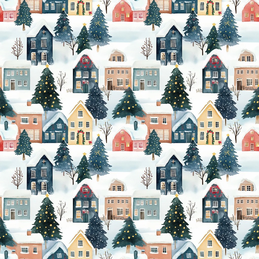 Pamut ágynemű WINTER VILLAGE színes Ágyneműhuzat mérete: 2 db 70 x 90 cm | 200 x 220 cm