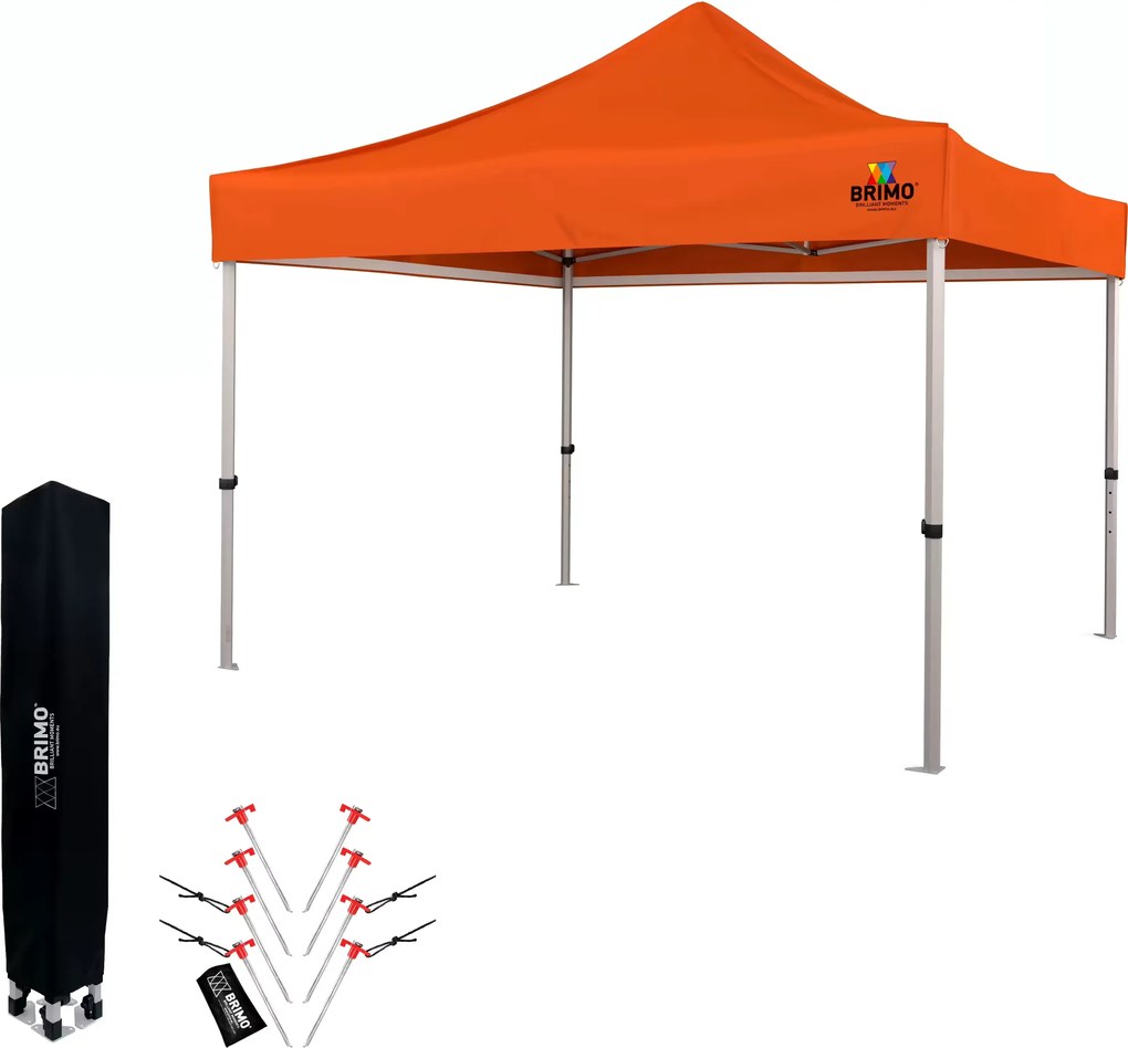 Összecsukható Kerti Pavilon 3x3 m | Prémium UV/PVC Védelem | Masszív BRIMO Vázszerkezet | Gyors Összeszerelés Szerszám Nélkül - falak nélkül - Narancs