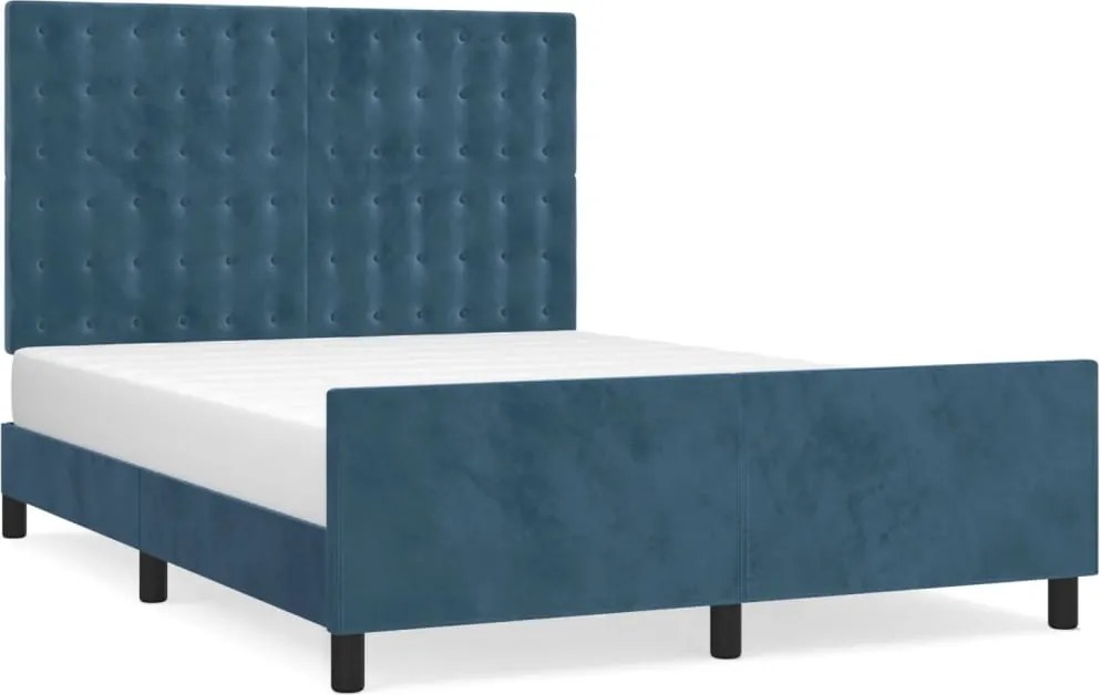 vidaXL sötétkék bársony ágykeret matrac nélkül 140 x 190 cm