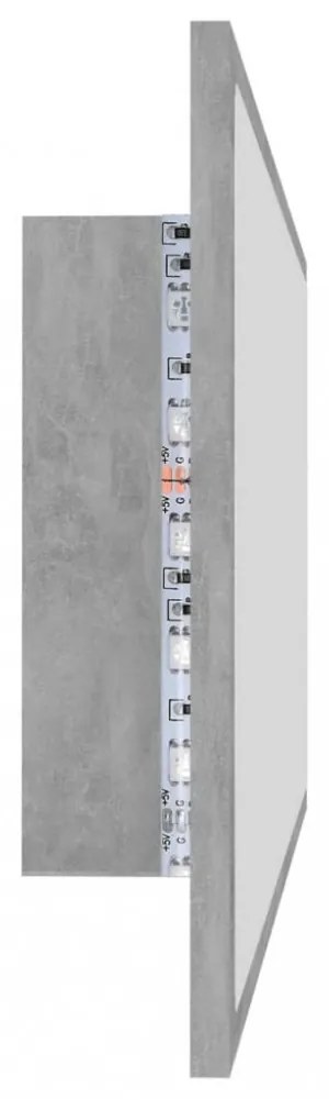 betonszürke akril LED-es fürdőszobatükör 100x8,5x37 cm