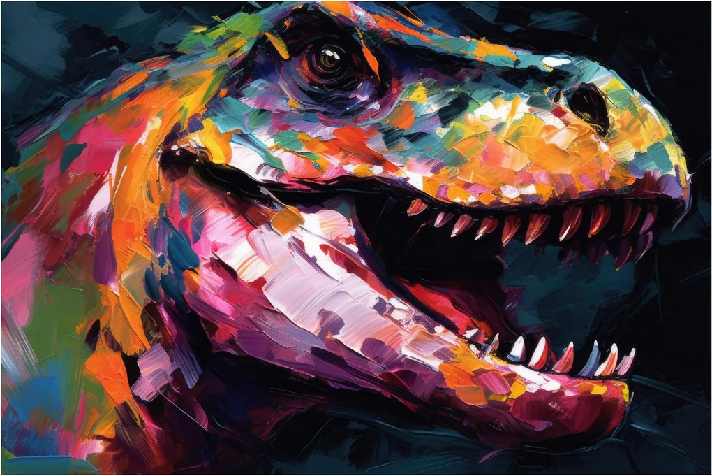 Kép - Dinoszaurusz, festészet (90x60 cm)