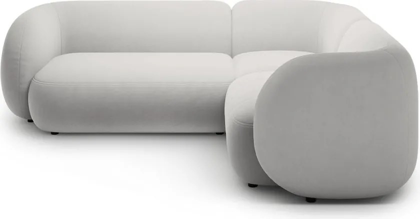 Világosszürke bársony sarokkanapé (jobb oldali-L alakú) Kate – Micadoni