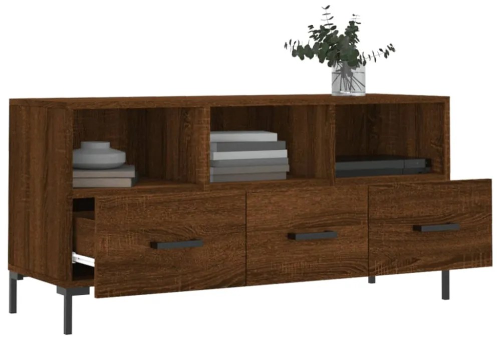 barna tölgy színű szerelt fa TV-szekrény 102 x 36 x 50 cm