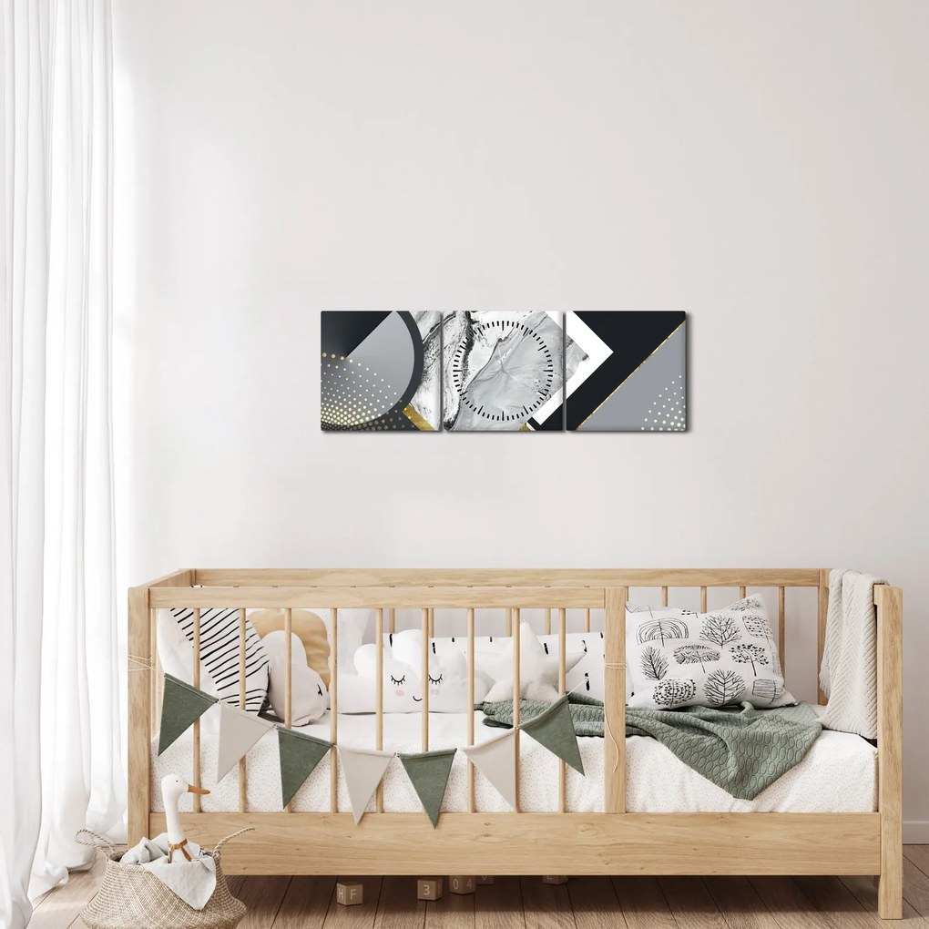Kép - Texturális kollázs (órával) (90x30 cm)