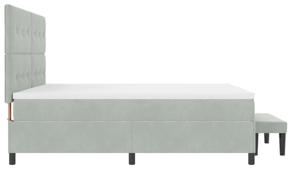 Box Spring Ágy Matraccal és Paddal Világosszürkében 200x200 cm Bársony