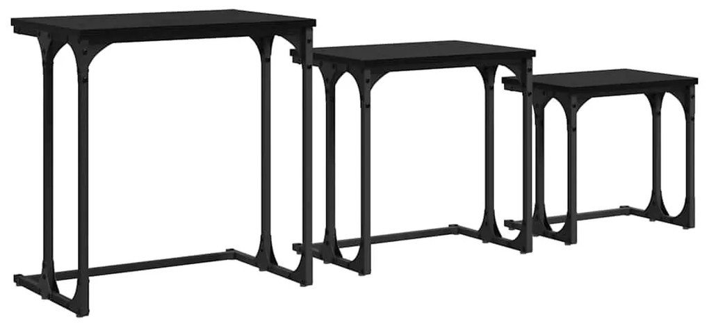 Fészkelt Kávézó Asztal 3 pcs Musta tammi 50.5 x 35 x 53 cm