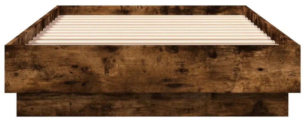 füstös tölgy színű ágykeret LED-világítással 100x200 cm