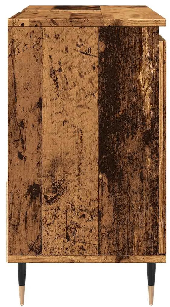 antik fa színű szerelt fa fürdőszobaszekrény 65 x 33 x 60 cm