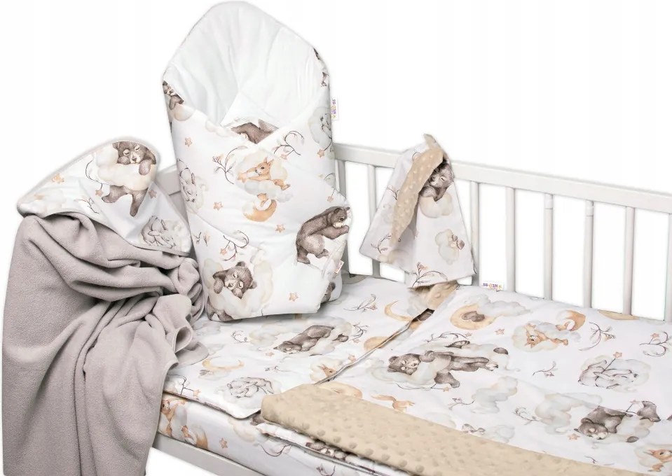 6D workshop előnyei. készlet ajándék babának, 120x90 Állatok a felhőn, bézs