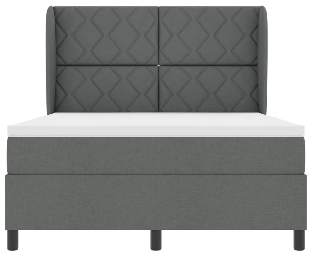 Boxspring Ágy Matracokkal - Sötétszürke, 140x190 cm, Szövet