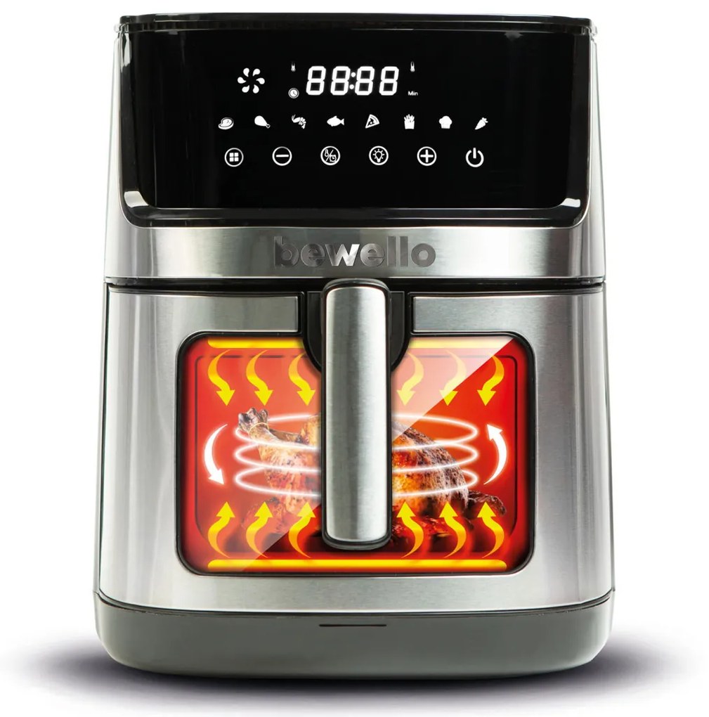 7,5 Liter Air Fryer, Forrólevegős Fritőz - 230V, Alul-felül fűtőszálas