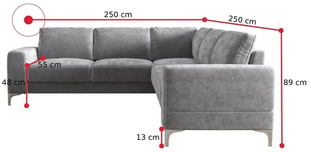 ARIELA MAX II sarok ülőgarnitúra, 250x89x250, terra 76, balos