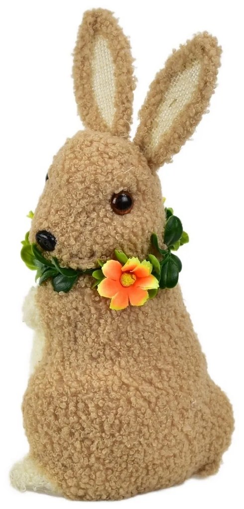 Húsvéti nyuszi fleece, virággal, 15 x 27 x 12 cm