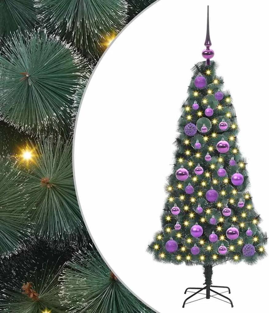 vidaXL Mesterséges, világítós karácsonyfa labdával készletben 120 cm