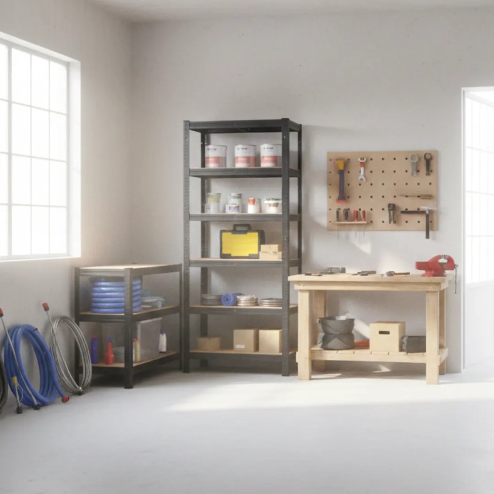 HEAVY nagy teherbírású polc, max 875kg, 90x40x180cm, fekete Jurhan