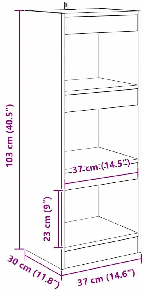 Könyvespolc Musta tammi 40 x 30 x 103 cm Faanyag