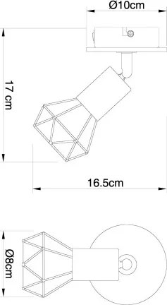 Globo 54802S-1H Spotlámpa fekete fém, barna fa betéttel. SZxM:100x165, AL:170, fényforrás nélkül 1xE14 40W 230V