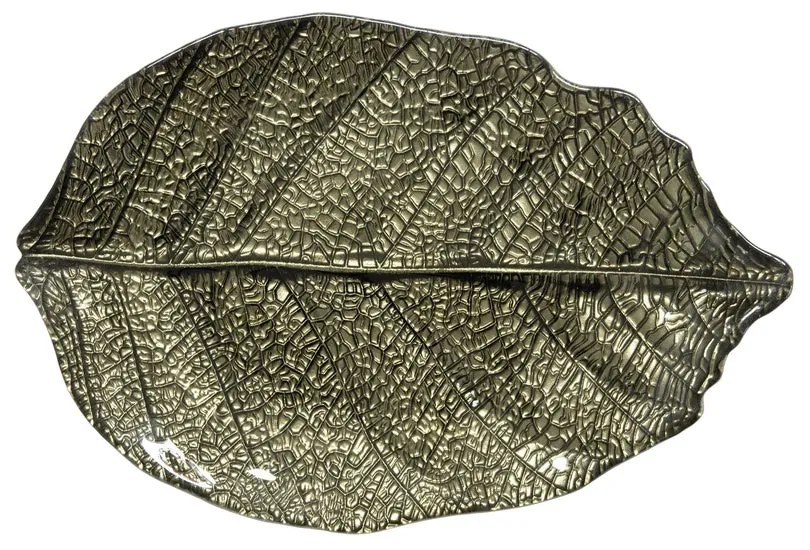 Nyírfalevél mélyzöld üveg tányér 32x21 cm díszdobozban Forest Dream