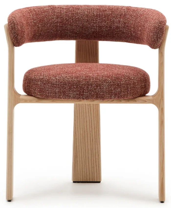 Natúr színű-terrakotta színű kőrisfa karfás étkezőfotel Granite – Kave Home