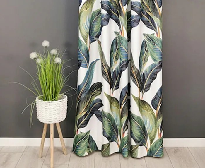 Kész függöny 140x250 nagy levelek 3d zöld Adison velvet bársony