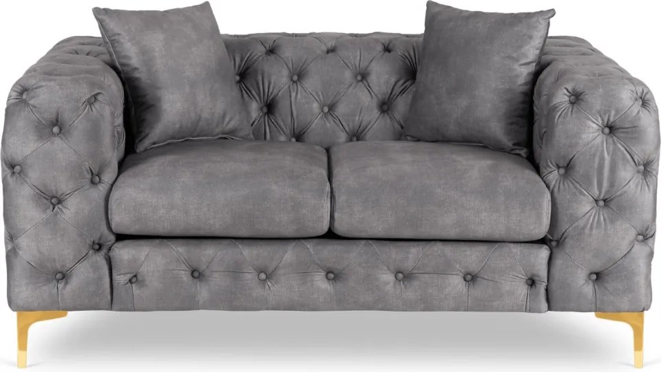 Sofa SORRENTO 2S Dwuosobowa Szara Welurowa