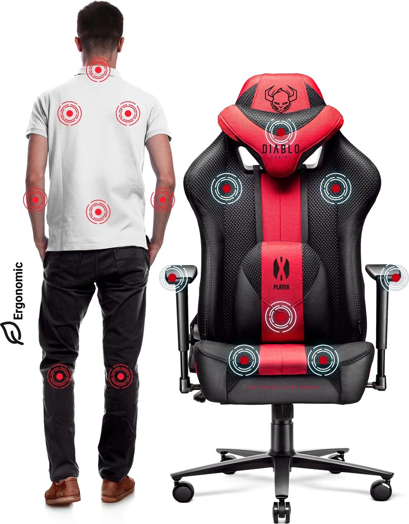 Gamer szék szövet karmazsin-antracit Normal Size: Diablo X-Player 2.0