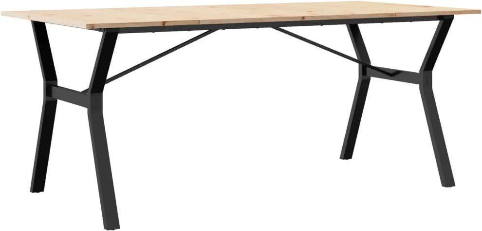 vidaXL tömör fenyőfa és acél étkezőasztal Y-vázzal 180x90x75 cm