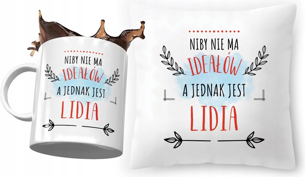 Lídia párna ajándék bögre szett fényképes nyomtatással