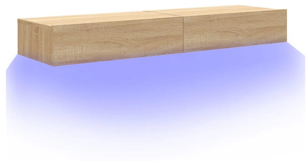 2 db sonoma tölgyszínű TV-szekrény LED-lámpákkal 60x35x15,5 cm